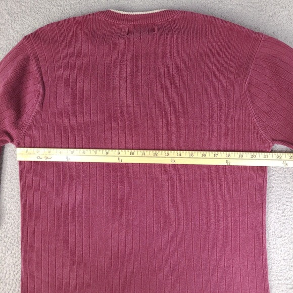 Vintage Aeropostale Sweater Mens Medium Red Burgundy V-Neck Long Sleeve Pullover - Picture 10 of 15